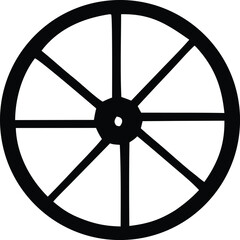 Obraz premium Simple black geometric wheel spokes symbol clean design minimalist round object icon graphic element circular structure spokes