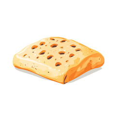 Focaccia, 2D flat vector illustration, simple and modern style, isolated on a plain white background.