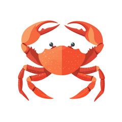 Flat 2D Crab illustration, vector graphic in icon style, on white background