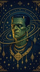 Frankenstein adorned with celestial elegance.