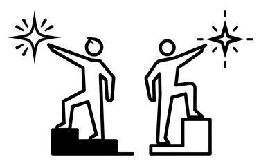 Vector art of person reaching for star represents success, achievement, and aspiration