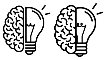 Illustration of a brain and lightbulb combination, representing idea generation
