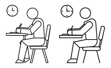 Illustration of students taking an exam in a classroom, showing the importance of time management