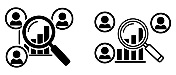 Vector art of analyzing customer data with magnifying glass, business intelligence concept