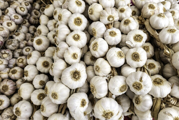 Dried garlic in a market