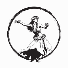 Silhouette Vector of Graceful Hawaiian Woman Dancing Hula Performance