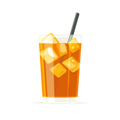 Minimal flat vector of a Iced Tea, 2D icon-style illustration on white background