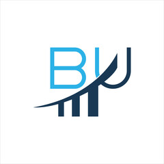 Modern bu monogram logo with arched bridge swoosh motif