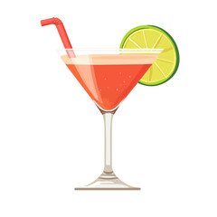 Flat 2D Daiquiri illustration, vector graphic in icon style, on white background