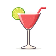 Minimal flat vector of a Daiquiri, 2D icon-style illustration on white background