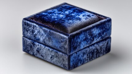 Obraz premium Luxurious blue velvet jewelry box with intricate texture on a smooth surface, ideal for showcasing valuables