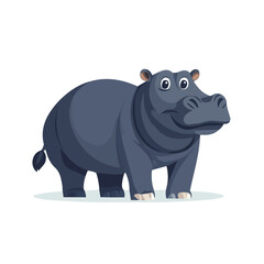 Hippopotamus, flat style 2D vector image, isolated on a white background