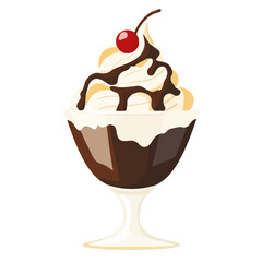 Minimal flat vector of a Ice Cream Sundae, 2D icon-style illustration on white background