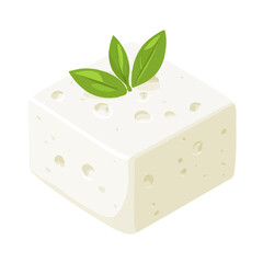 Feta Cheese, flat style 2D vector image, isolated on a white background