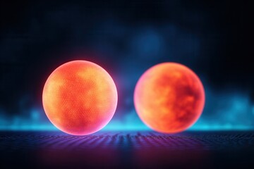 Glowing spheres on futuristic digital background