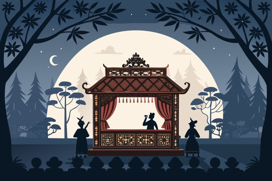 Showcasing Wayang Puppet Stage With Screen Bold Shad Stunning Creative Visual