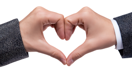 Two hands forming a heart shape isolated on transparent background