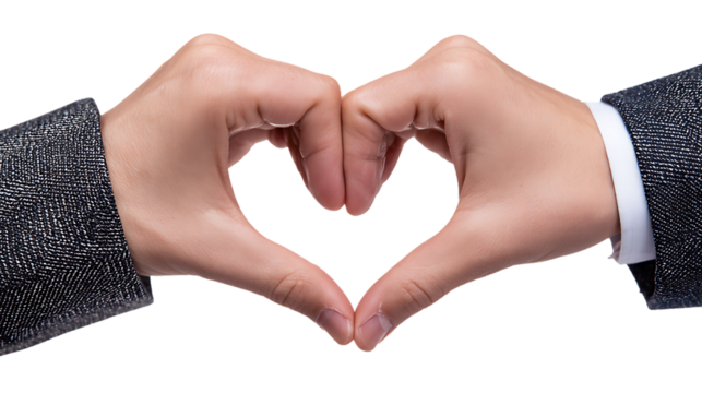 Two hands forming a heart shape isolated on transparent background - Powered by Adobe