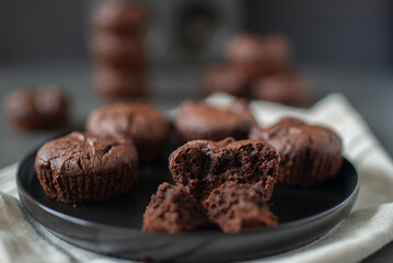 sweet home made dark chocolate muffins