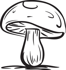 Champignon Mushroom Engraving Illustration Whole White Button and Cremini