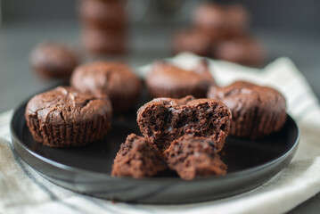 sweet home made dark chocolate muffins
