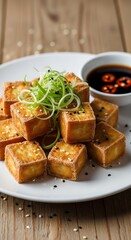 Crispy Fried Tofu with Sesame Seeds.