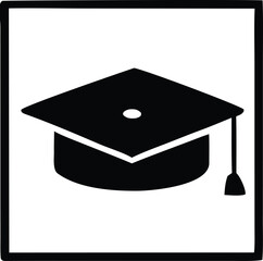Simple graduation cap silhouette symbolizing academic achievement and educational success for universities colleges and graduation ceremonies