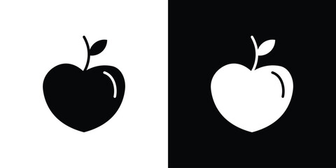 Peach icons set. vector icons designed in filled style