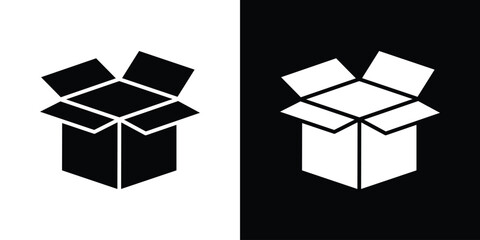 Open box icons set. vector icons designed in filled style