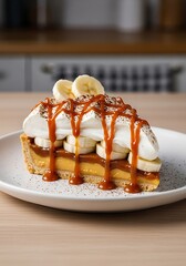Delicious Banana Caramel Cream Pie Slice.