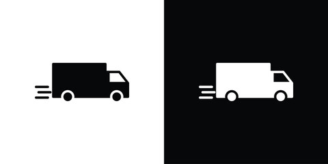 Moving truck icons set. vector icons designed in filled style