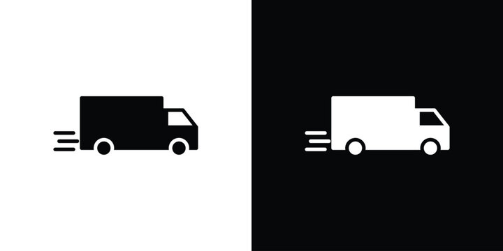 Moving truck icons set. vector icons designed in filled style