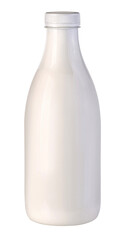 Milk bottle with white cap transparent background