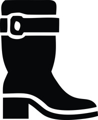 Stylish black buckled boot silhouette icon for fashion and footwear designs offering versatile usability