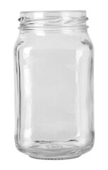 Empty clear glass jar with transparent background