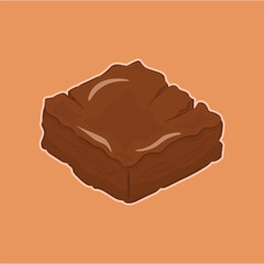 Vector illustration of a piece of brownie with sweet chocolate flavor