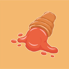 Illustration of strawberry ice cream with cone sweet food cartoon vector