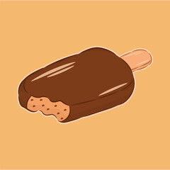 Obraz premium Illustration of chocolate ice cream with almond sprinkles chocolate ice cream bar