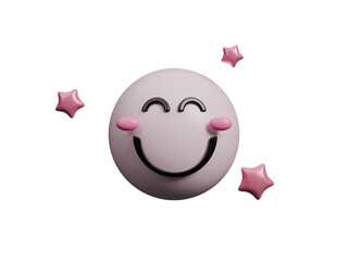 3D Emoticons. Smile, positive emotions, emoji. Mood and facial expression. Delight, love, surprise, admiration, joy and laughter, happy and smiling expression. Different facial emoticons. 3d render