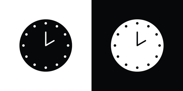 Clock two icons set. vector icons designed in filled style