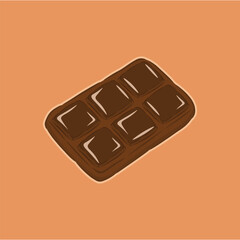 illustration of a chocolate bar, made from cocoa beans, with a dark brown color