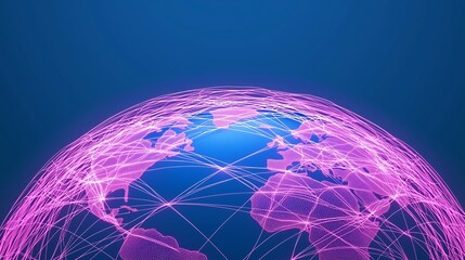 Glowing streams of light connecting a globe to a network of thriving businesses.