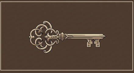 Antique key on dark background