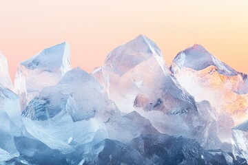 Obraz premium Translucent ice shards and chunks display frosty beauty against a soft, gradient pastel background, creating an ethereal and cool abstract scene.
