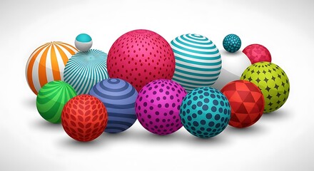Fototapeta premium Whimsical collection of patterned spheres offers a playful modern design element for diverse application