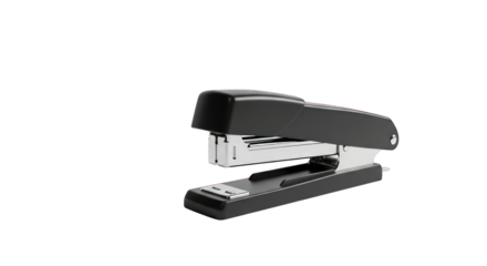 Black stapler, isolated on a transparent background.