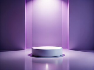 Illuminated white pedestal in a purple spotlight