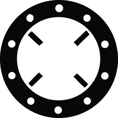 Abstract circular geometric design with inner markings and outer dots symbolizing precision and structure