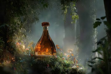 Mystical Elixir - A Bottle of Enchantment in the Forest.