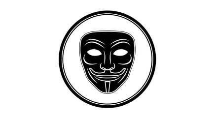 Anonymous mask symbol in circle graphic design